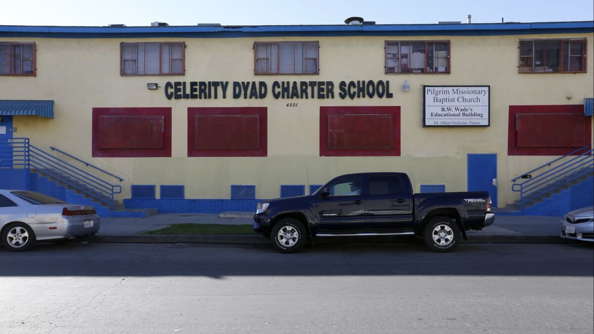 The Celerity Dyad Charter School, which closed in 2018. This week, a grand jury accused Celerity's former CEO of conspiracy to misappropriate public funds.