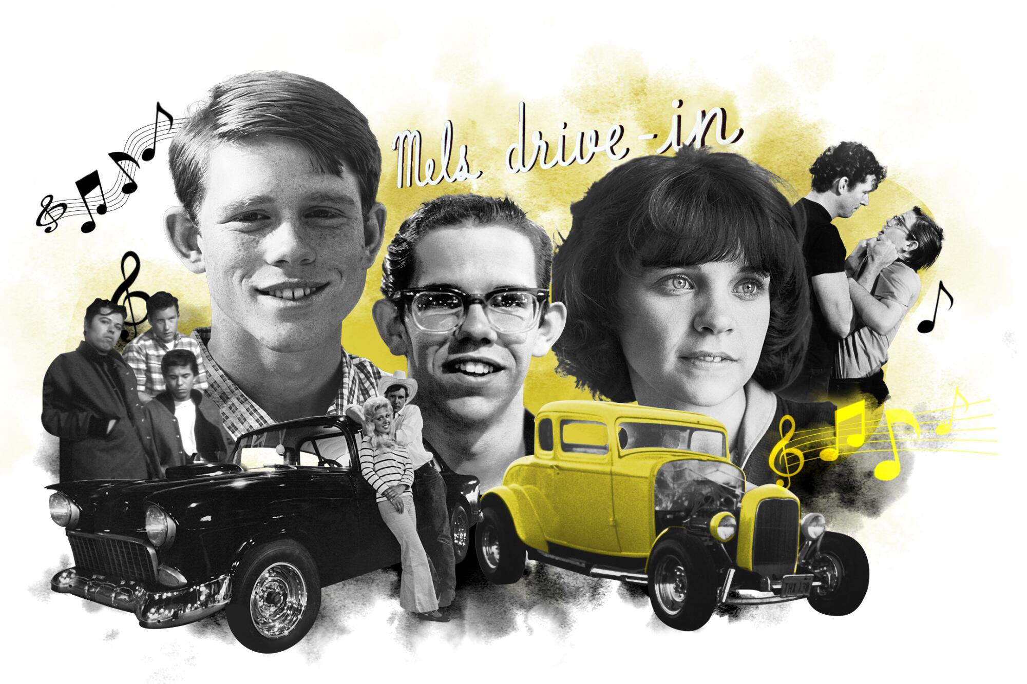 A collage of stills from the movie "American Graffiti"