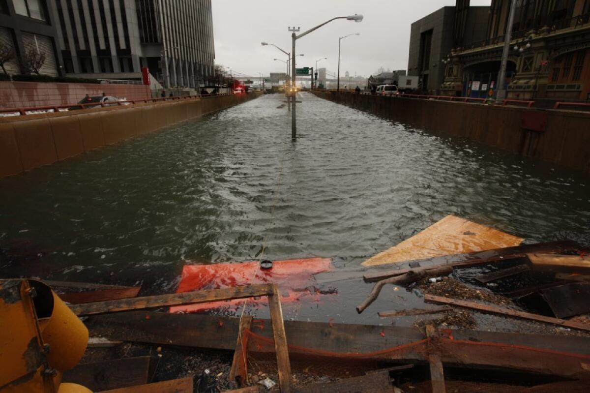 New York's Battery Park underpass, completely flooded by Hurricane Sandy.