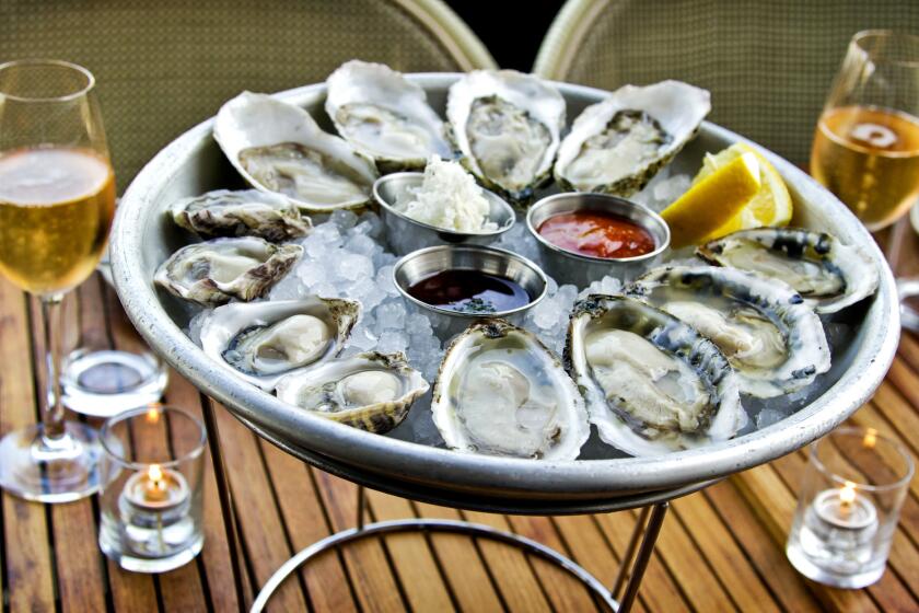 The daily-dozen oyster platter served at L & E Oyster Bar in Silver Lake.