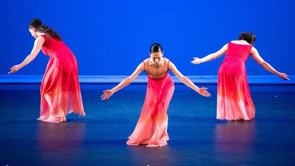 Jessica Lang Dance members, from left, Eve Jacobs, Julie Fiorenza and Laura Mead perform "Aria (Excerpt)."