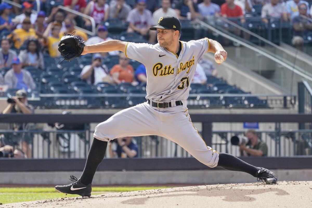 Pittsburgh Pirates starting pitcher Tyler Anderson delivers.
