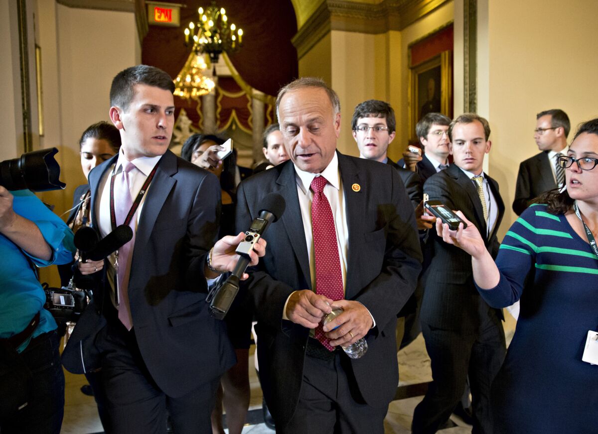 Rep. Steve King, a Republican from Iowa (the nation's largest egg-producing state) persuaded his colleagues to pass the Protect Interstate Commerce Act as part of the House version of the U.S. farm bill. It prohibits states from enacting any laws that set standards for agricultural production that exceed those in other states governing the same production.