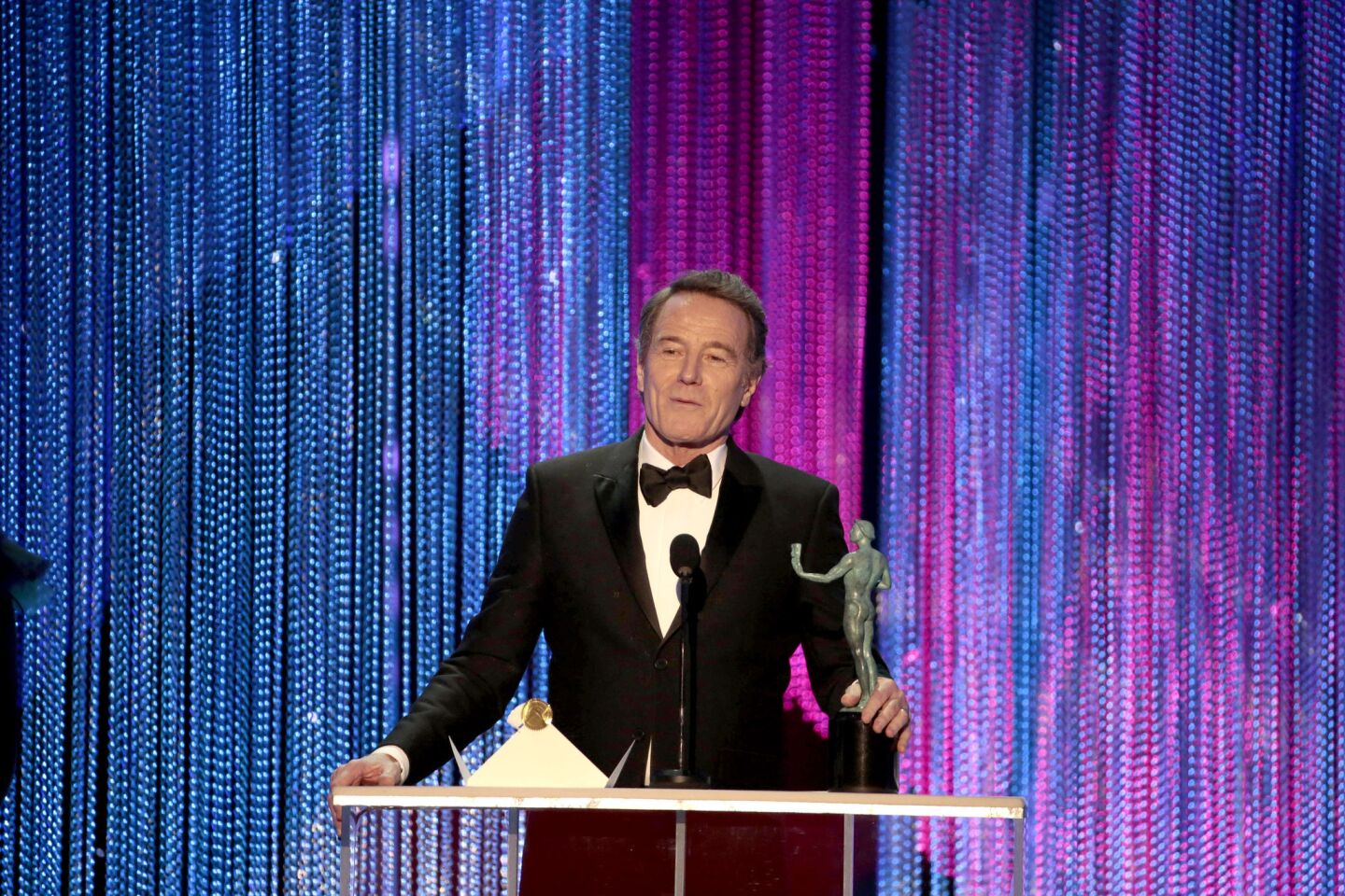 LOS ANGELES, CA - January 29, 2017â€” Bryan Cranston won the ACTOR for Male Actor in a Television Movie or Limited Series during the show at the 23rd Annual Screen Actors Guild Awards at the Shrine Auditorium in Los Angeles, CA on Sunday, January 29, 2017. (Robert Gauthier / Los Angeles Times)