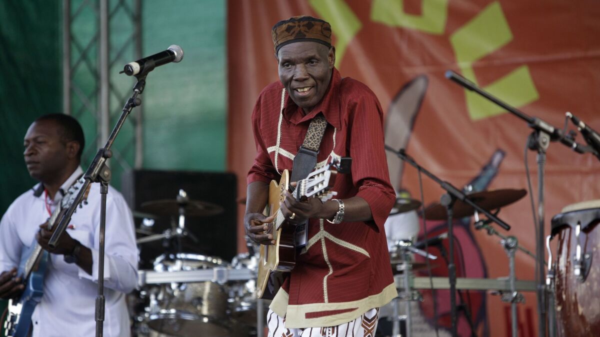 Oliver Mtukudzi performs at a music festival near Nairobi, Kenya, in an undated photo.