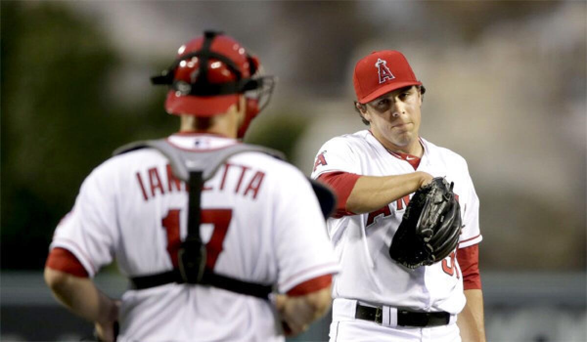 Left-hander Michael Roth lasted just 3 1/3 innings against the Rangers who lit the rookie up with five earned runs on six hits and two walks in the Angels' loss to Texas, 11-3, on Wednesday.