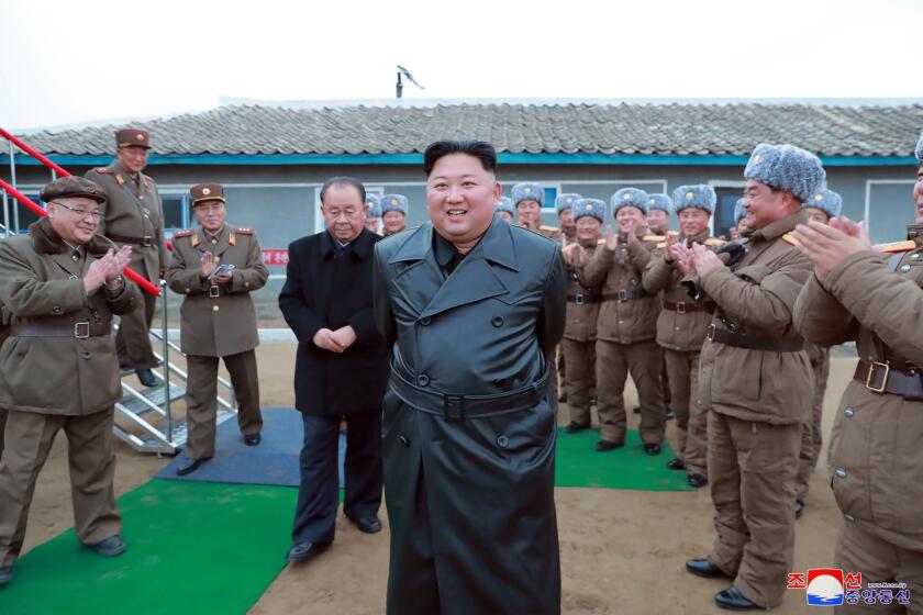 This undated and undisclosed picture released from North Korea's official Korean Central News Agency (KCNA) on November 29, 2019 shows North Korean leader Kim Jong Un (C) inspecting the test-fire of the super-large multiple launch rocket system. (Photo by KCNA / KCNA VIA KNS / AFP) / - South Korea OUT / ---EDITORS NOTE--- RESTRICTED TO EDITORIAL USE - MANDATORY CREDIT "AFP PHOTO/KCNA VIA KNS" - NO MARKETING NO ADVERTISING CAMPAIGNS - DISTRIBUTED AS A SERVICE TO CLIENTS / THIS PICTURE WAS MADE AVAILABLE BY A THIRD PARTY. AFP CAN NOT INDEPENDENTLY VERIFY THE AUTHENTICITY, LOCATION, DATE AND CONTENT OF THIS IMAGE --- / (Photo by KCNA/KCNA VIA KNS/AFP via Getty Images) ** OUTS - ELSENT, FPG, CM - OUTS * NM, PH, VA if sourced by CT, LA or MoD **