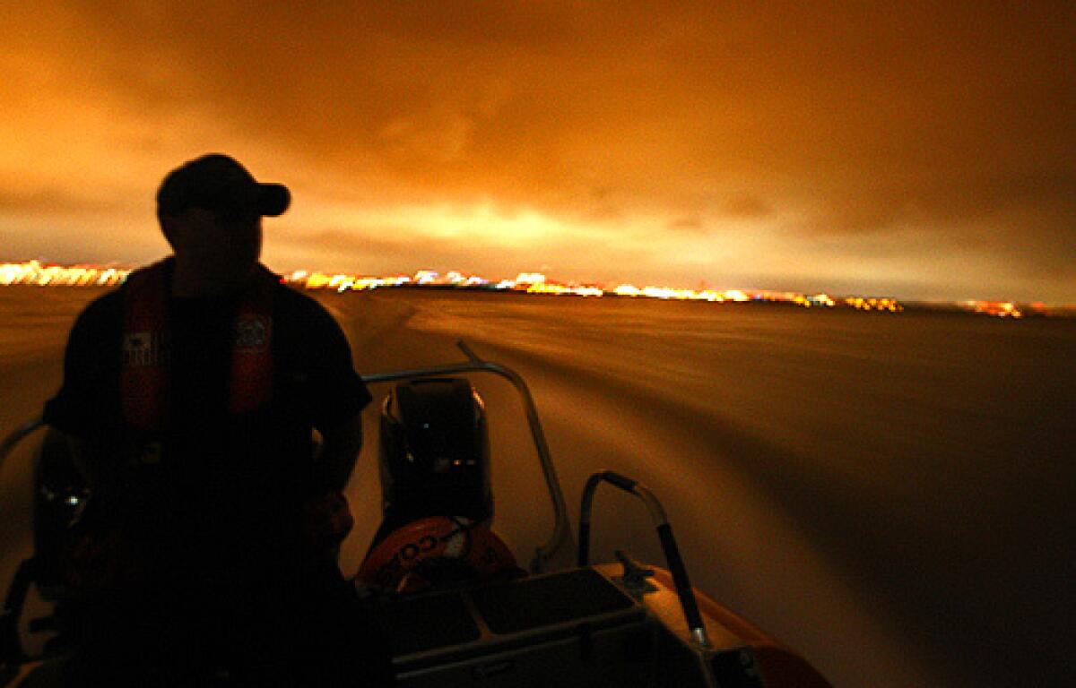 The Midnight Express, a 900-horsepower U.S. Customs and Border Protection boat, speeds across San Diego Bay. The crew's mission is to intercept smugglers who try to bring drugs and immigrants into the U.S. along the coast.