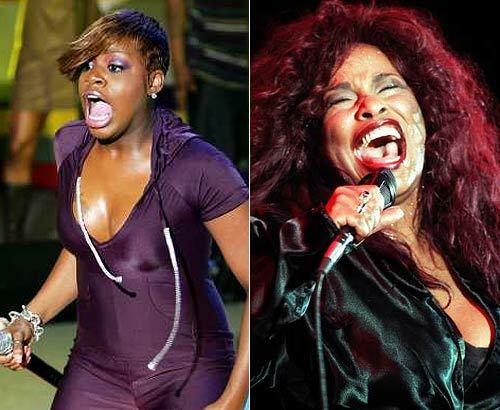 Fantasia as Chaka Khan Both of these ladies know how to rip into a song like starved pitbulls, yet keep that sexy robotic edge. And they share a purple connection: One of Chaka's biggest hits was her 1984 cover of Prince's "I Feel for You" and Fantasia's currently on Broadway as Celia in "A Color Purple." And we don't even have to mention the pure Chaka-ness of that disco-robot jumpsuit on Ms. Idol, right?