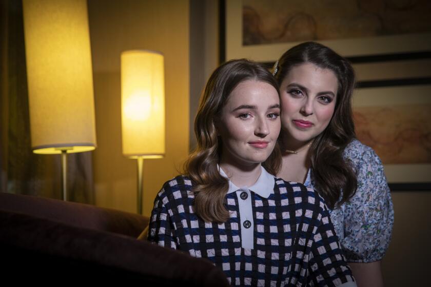 LAS VEGAS, CALIF. -- THURSDAY, APRIL 4, 2019: Actresses Kaitlyn Dever, 22, left, and Beanie Feldstein, 26, star in the new female friendship comedy "Booksmart." The film follows two academically-minded high school seniors who go on a party bender the night before graduation. Feldstein and Dever both have their first major roles in the film, which received rave reviews out of SXSW Photo taken at Caesar's Palace in Las Vegas, Calif., on April 4, 2019. (Allen J. Schaben / Los Angeles Times)