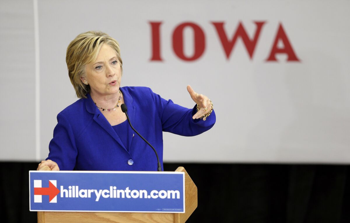 Democratic presidential candidate Hillary Rodham Clinton campaigns in Des Moines.