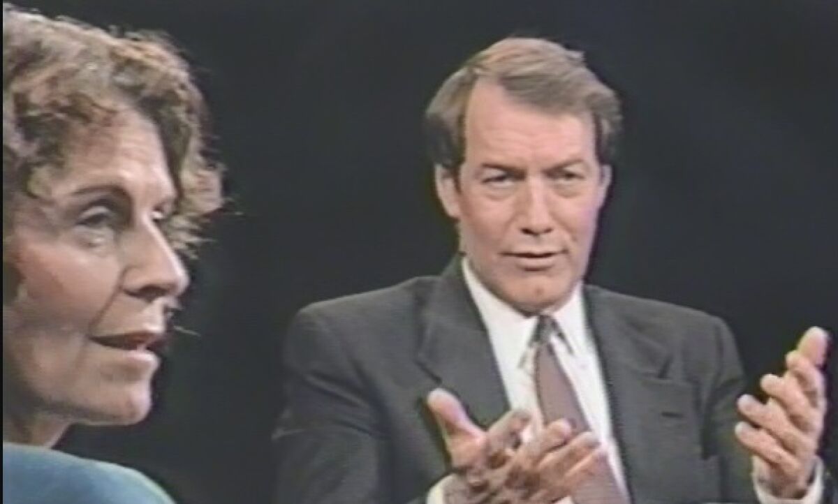 Myriam Miedzian appears on the Charlie Rose talk show in the early 1990s.