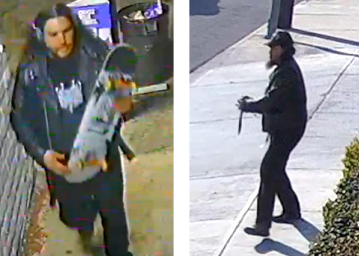 Images were released of the suspect in two stabbings in Los Angeles on March 3.