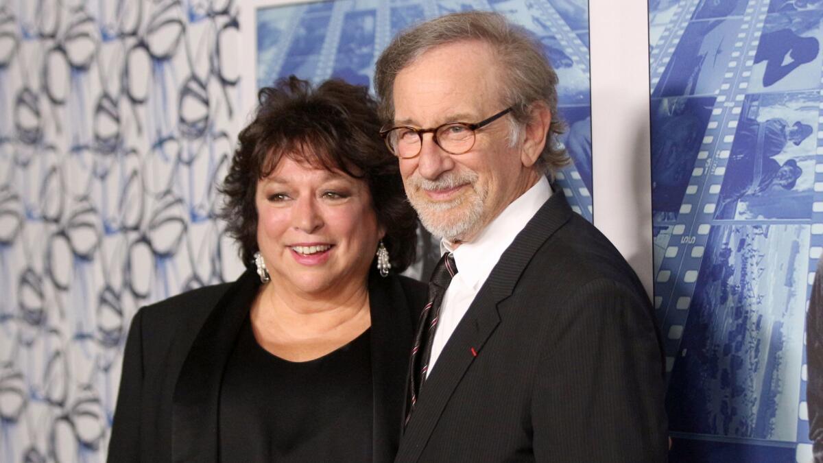 Susan Lacy and Steven Spielberg arrive at the Los Angeles premiere of "Spielberg" at Paramount Studios on Sept. 26.