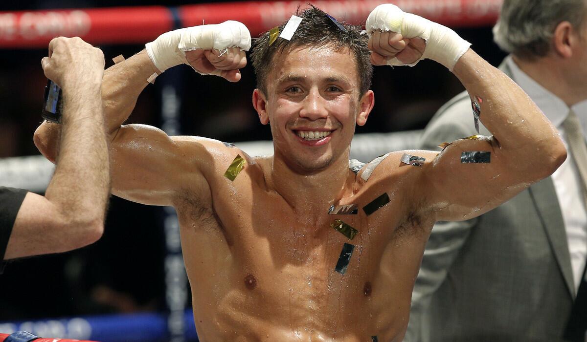 Gennady Golovkin flexes after defeating Nobuhiro Ishida, of Japan, in their WBA middleweight title fight in Monaco on March 30. Unbeaten middleweight champion Golovkin has stopped his last 19 opponents while evolving into one of his sport's most exciting fighters. He expects to have trouble continuing that streak on Saturday.