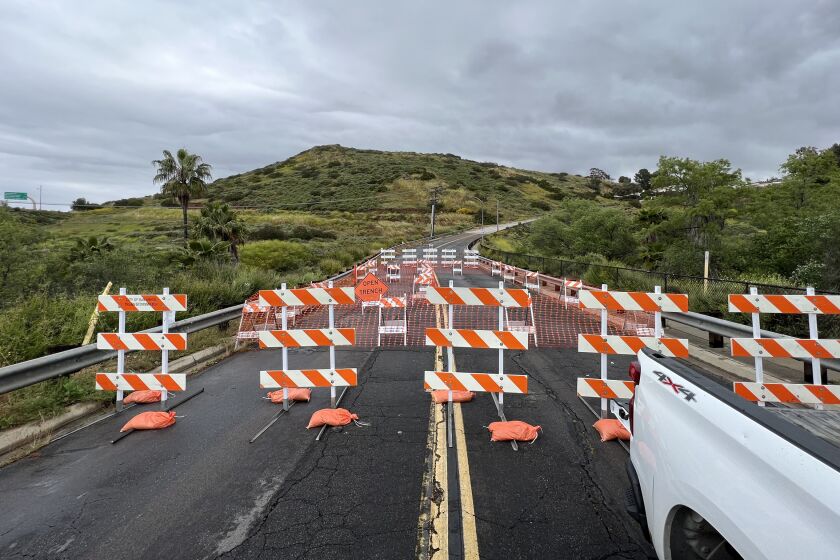 The road closure on Escala Drive in Rancho Bernardo due to a sinkhole.