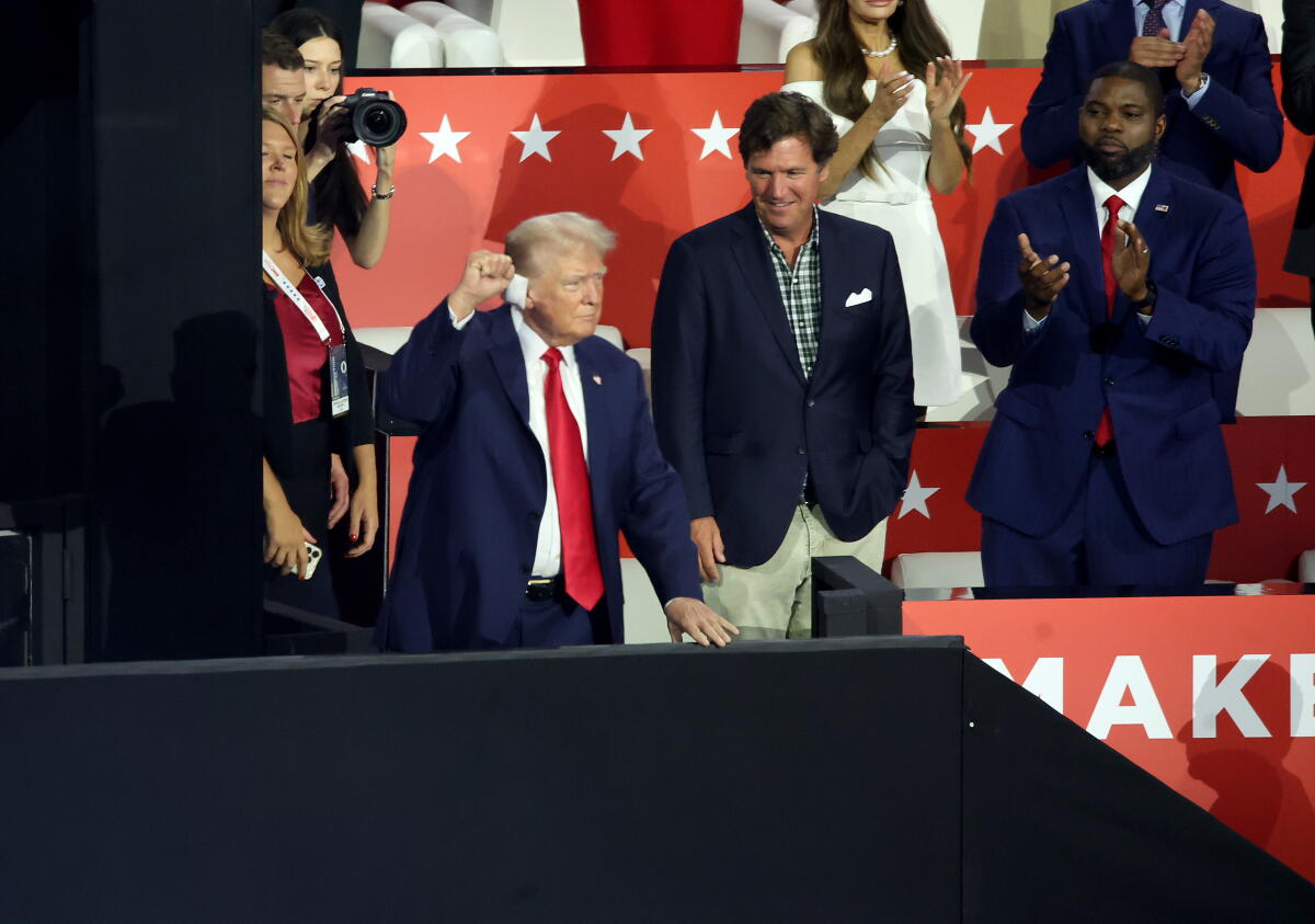 Trump Entering Rnc Trump, with bandaged ear, excites GOP convention in first post-shooting ...