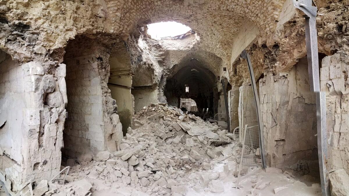 The ruins of one of the ancient marketplaces in the Old City of Aleppo in December 2016.