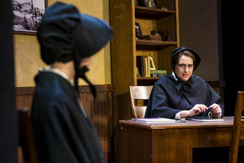 Two women actors dressed as nuns in "Doubt" at New Village Arts.