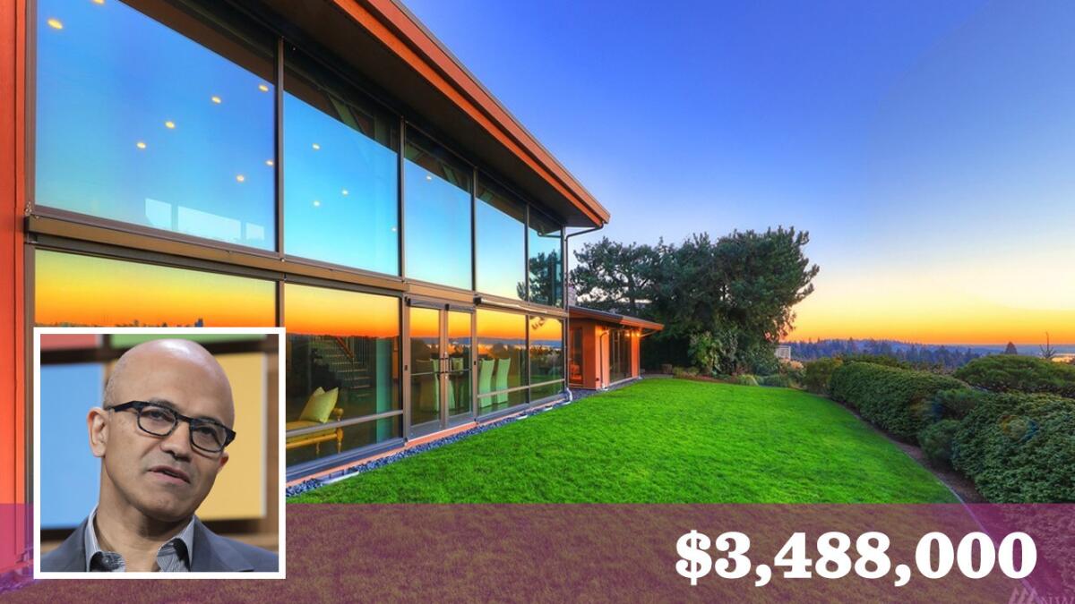 Microsoft Chief Executive Satya Nadella has put his home in Clyde Hills, Wash., on the market for $3.488 million.