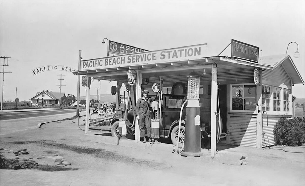Pacific Beach Service Station, where Chase Bank is today, on Garnet Avenue and Cass Street.