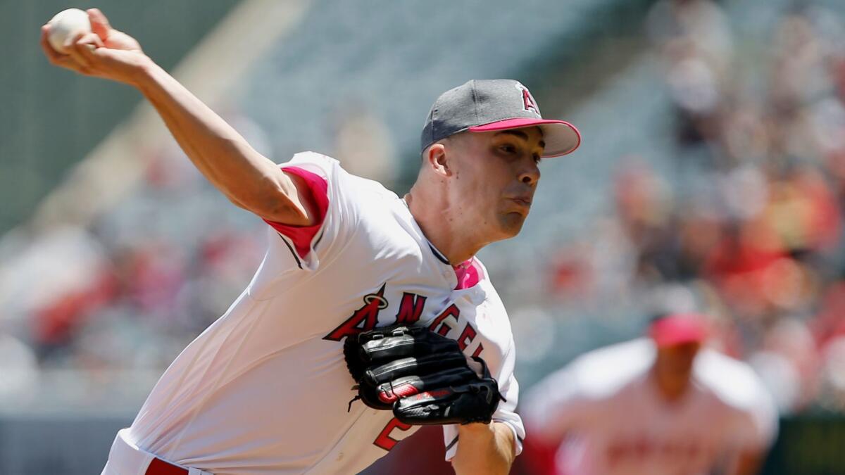 Angels starter Alex Meyer is going on the disabled list because of back spasms.