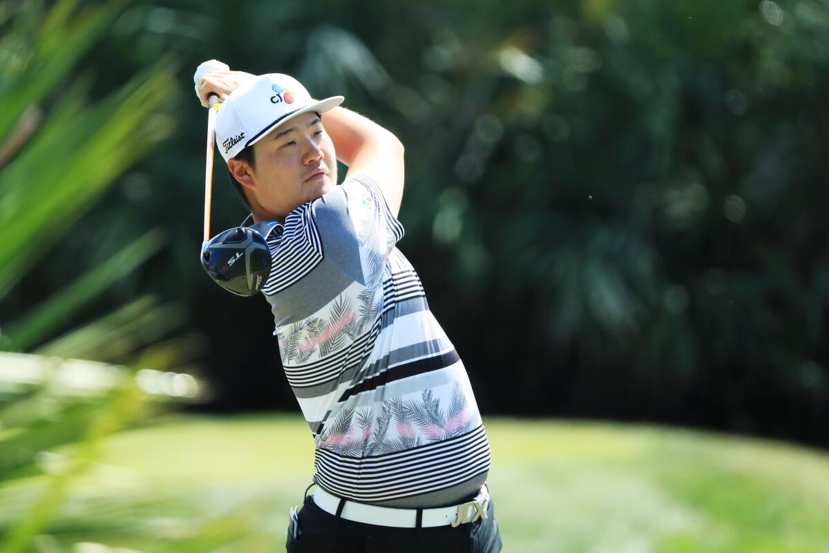 Sungjae Im plays a shot off the second tee during the final round of the Honda Classic in Florida on Sunday.