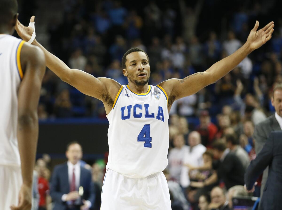 UCLA guard Norman Powell celebrates after the Bruins defeated the Utah Utes, 69-59, on Jan. 29.