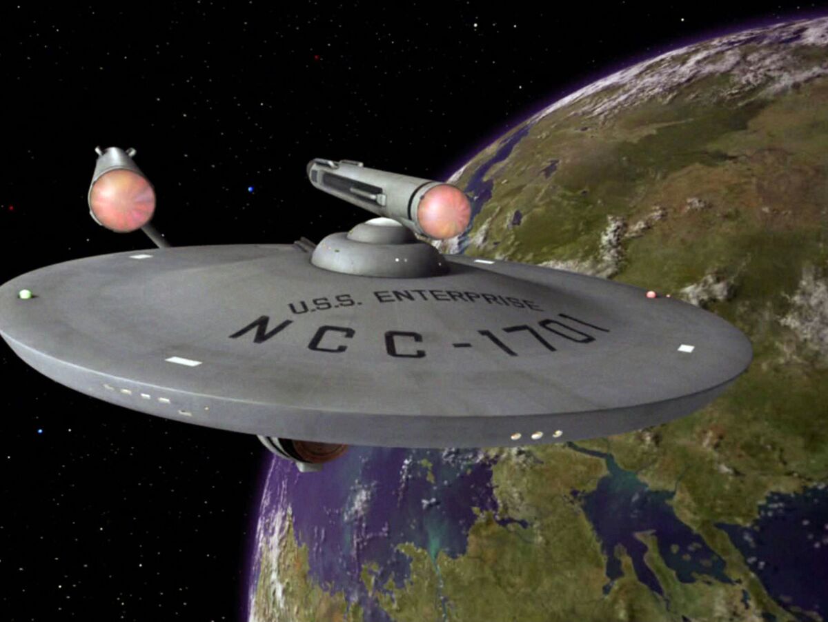 The Enterprise in the "Star Trek" episode "Plato's Stepchildren" in 1968. 