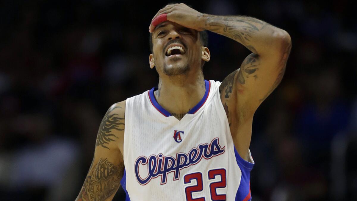 Clippers small forward Matt Barnes reacts after being called for a foul during an exhibition game against the Phoenix Suns on Wednesday.