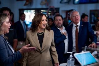 PHOENIX, ARIZONA - AUGUST 9: Democratic presidential candidate, U.S. Vice President Kamala Harris, Rep. Ruben Gallego (D-AZ) (2nd-R) and Democratic vice presidential candidate Minnesota Gov. Tim Walz (R) order food at Cocina Adamex restaurant on August 9, 2024 in Phoenix, Arizona. Kamala Harris and her newly selected running mate Tim Walz are campaigning across the country this week.(Photo by Andrew Harnik/Getty Images)