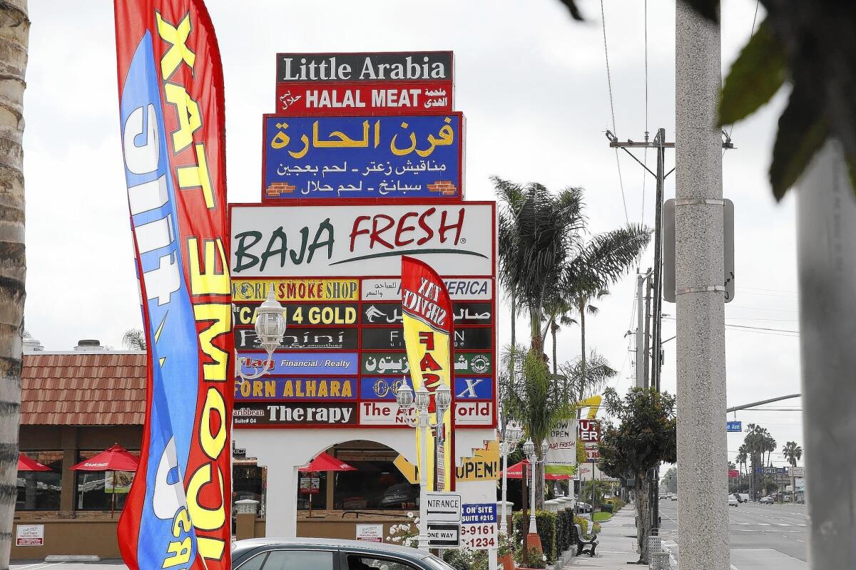 Many businesses along a stretch of Brookhurst Street in Anaheim known as Little Arabia are aimed at Arab American customers.