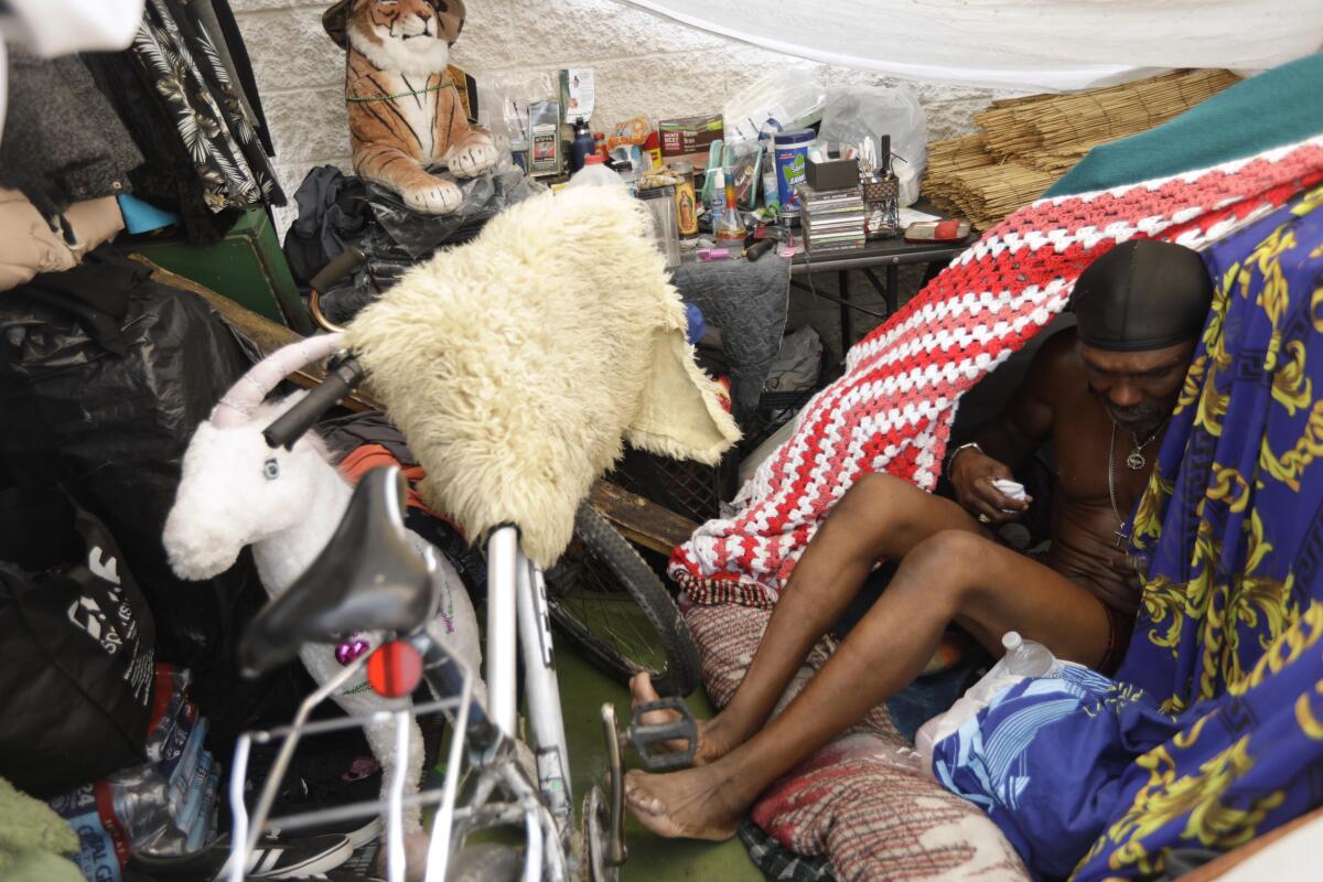 Skid Row in Los Angeles is one of the biggest centers of homelessness in the state.