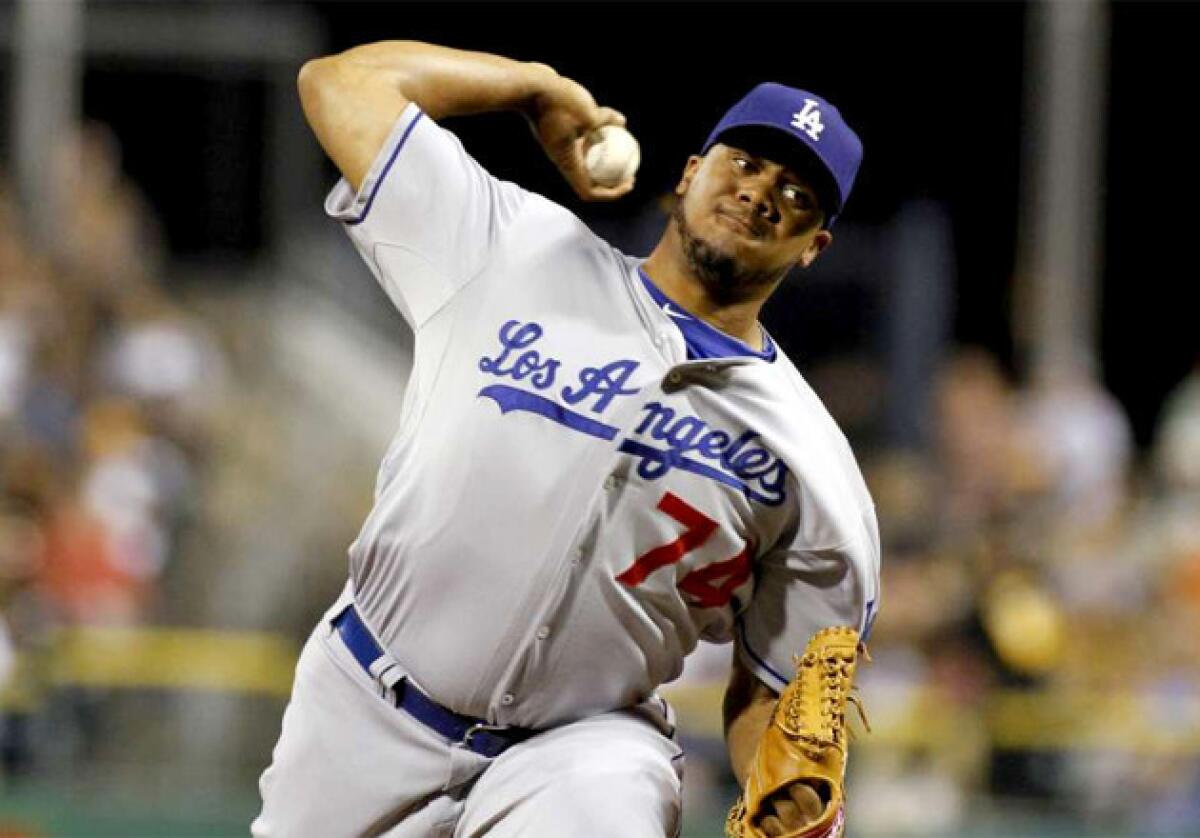 Dodgers pitcher Kenley Jansen closes out the ninth inning against the Pittsburgh Pirates in August of last season.