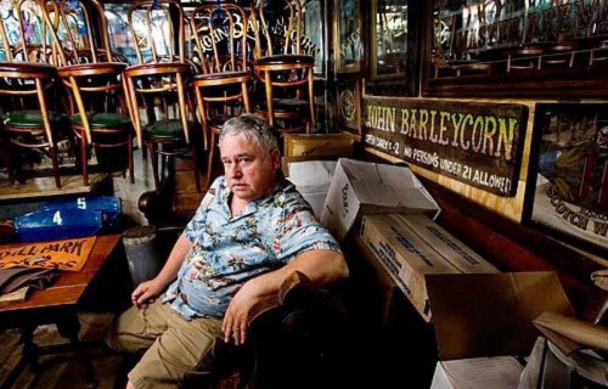 Larry Ayre, former owner of the John Barleycorn, a San Francisco landmark until it was closed last year, has stored some of the bar memoriabilia in his home, Monday, April 21, 2008.