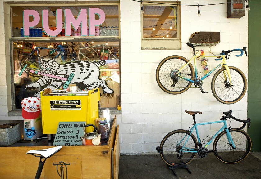 Bicycles are on display at the Cub House bike shop in San Marino