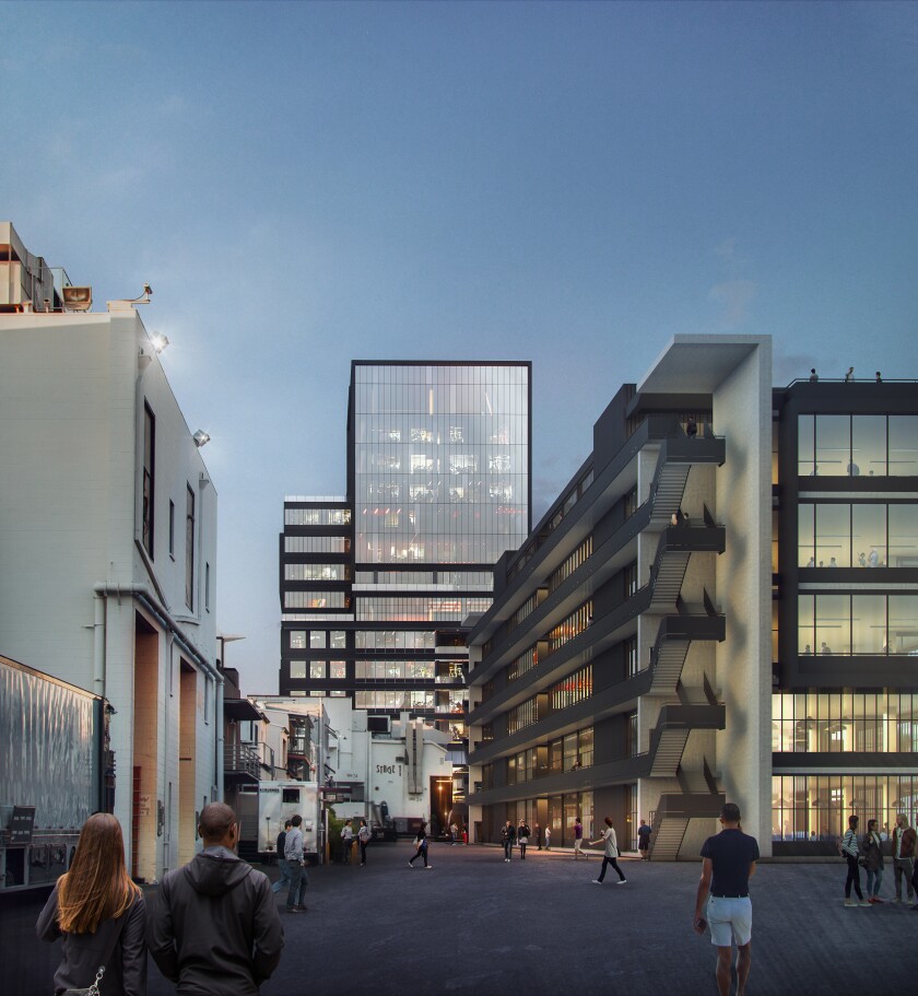 A rendering of the planned expansion at Sunset Gower Studios in Hollywood.