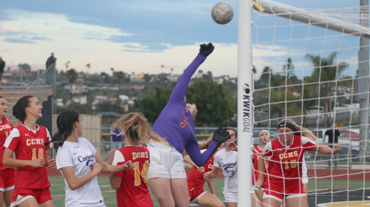 Goalkeepers Justy Carruthers (shown) and Julia Walsh backstopped the Don defense.