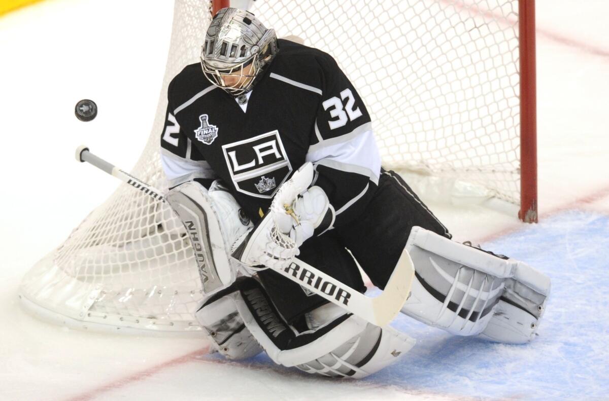 Kings goalie Jonathan Quick makes a save against the Rangers in Game 5 of the Stanley Cup Finals on June 13.