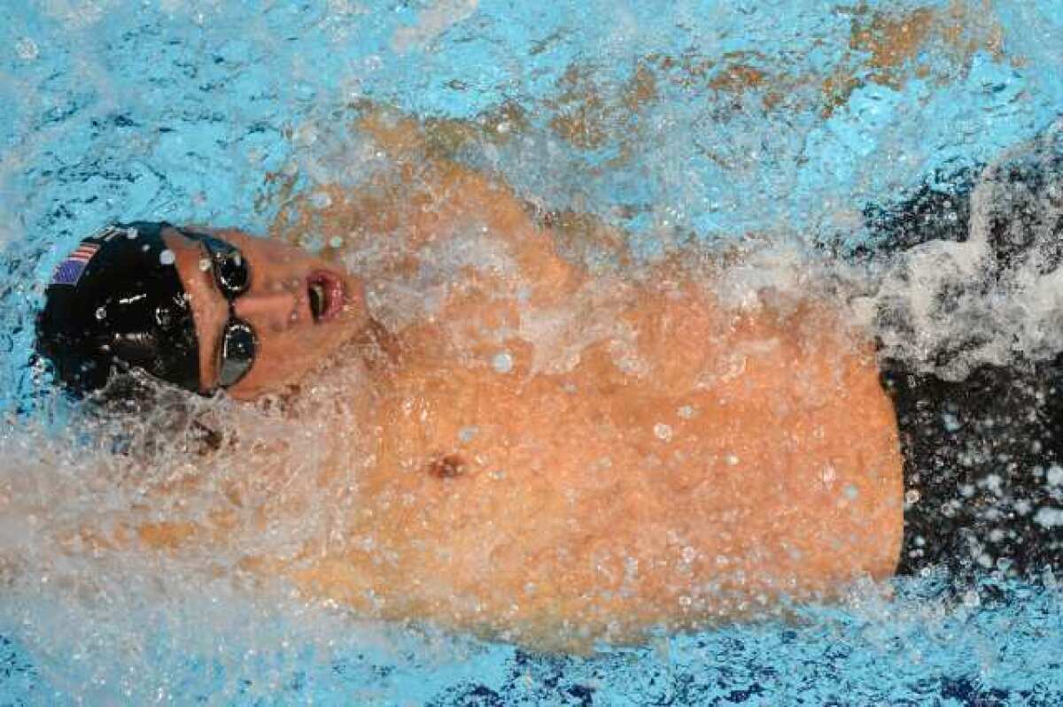 Ryan Lochte competes in the 200-meter backstroke.