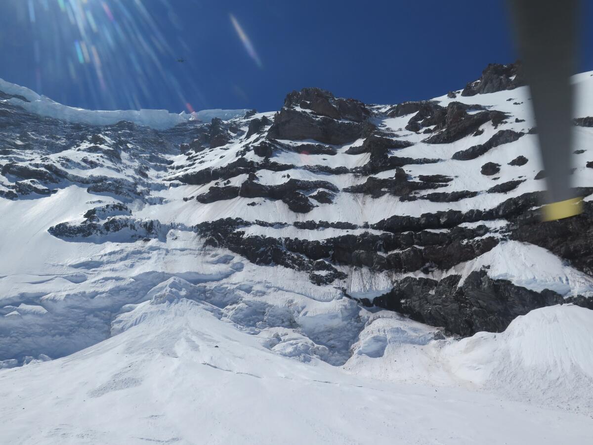 A photo provided by the National Parks Service shows the Liberty Ridge Area of Mt. Rainier on Saturday.