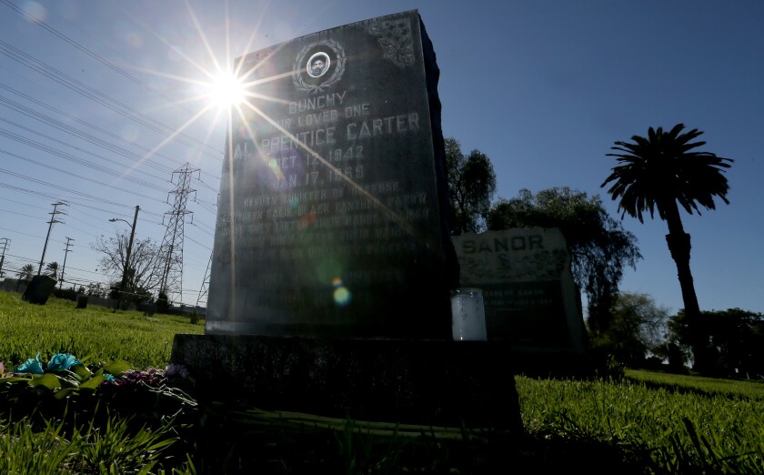 Gravestone of Alprentice "Bunchy" Carter.
