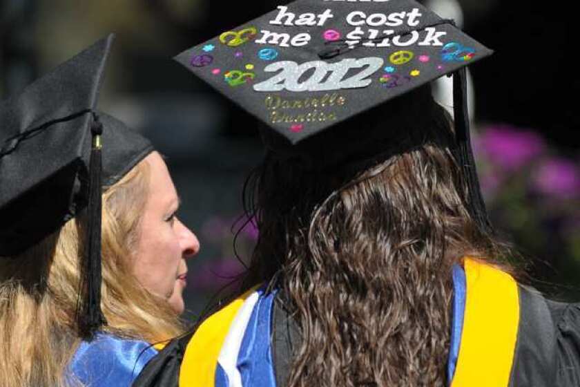 The graduation cap says it all at the Centenary College commencement ceremony last year in Hackettstown, N.J.