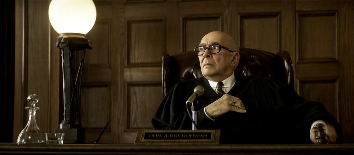 Frank Langella as Julius Hoffman in "The Trial of the Chicago 7."