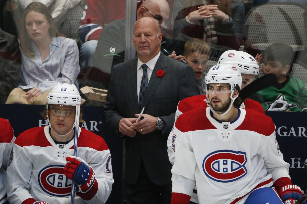 Montreal Canadiens coach Claude Julien watches his team play the Dallas Stars on Nov. 2.