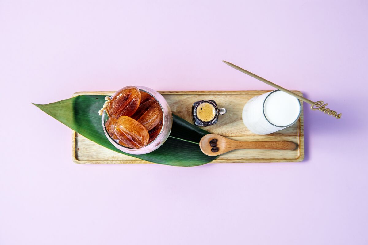 An artful creation of iced coffee by chef Yoonjin Hwang, owner of Spoon by H.