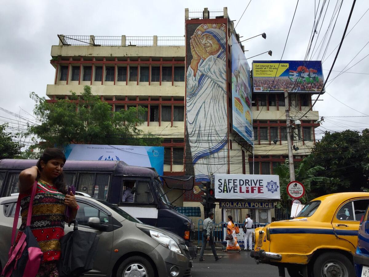 Mother Teresa is depicted in a mural in Kolkata, where the late Catholic nun tended to the "poorest of the poor" for nearly five decades.