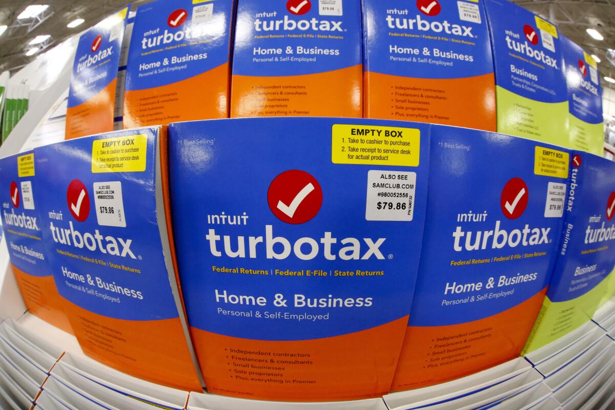 Stacked boxes of TurboTax software