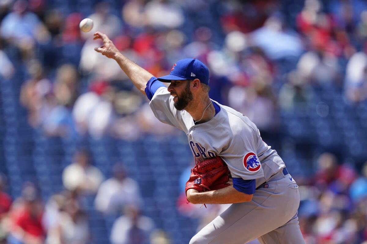 Chris Martin pitches for the Chicago Cubs against the Philadelphia Phillies on July 24.