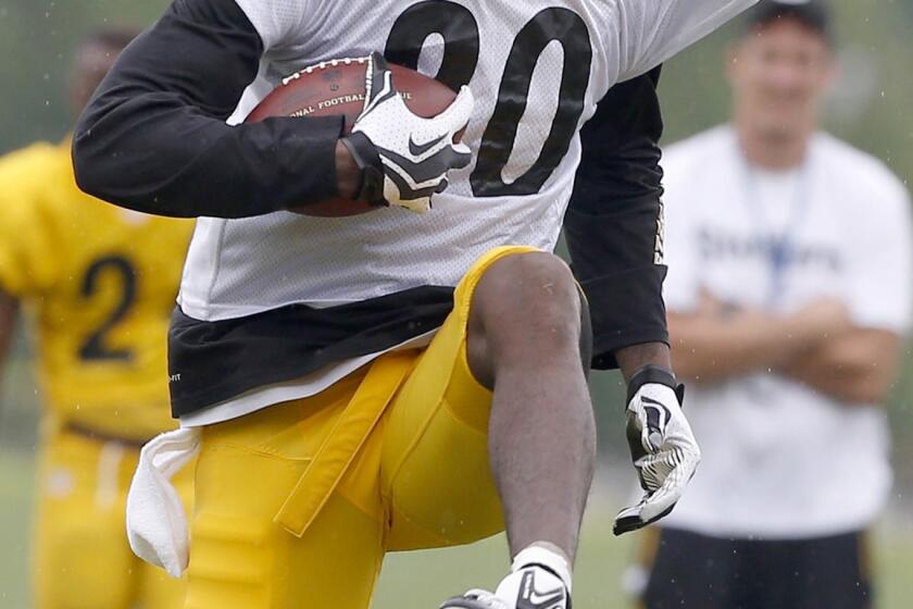 Pittsburgh Steelers wide receiver Plaxico Burress injured his shoulder while trying to catch a pass in practice Thursday.